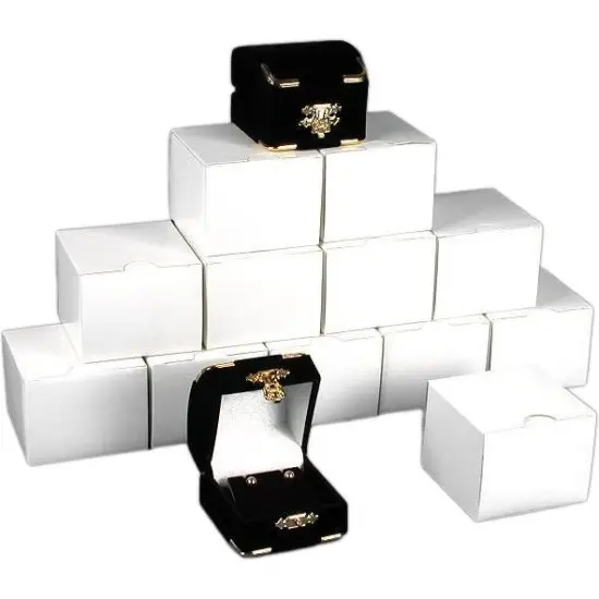 12 Earring Gift Boxes Black Flocked Jewelry Display Box {1}