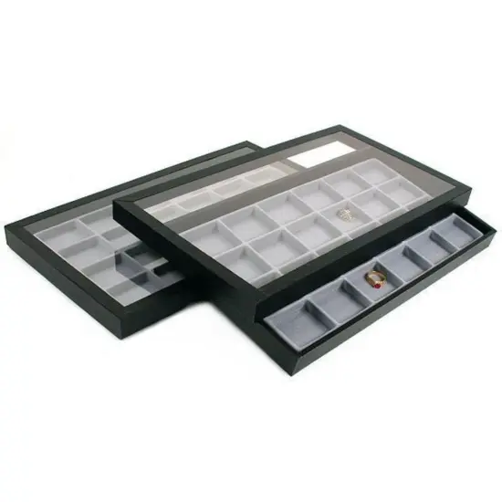 48 Slot Jewelry Display Insert Acrylic Lid Travel Tray {1}