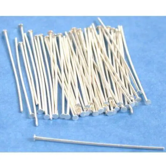(50) 1 Inch Head Pins Sterling Silver 24 gauge 35001 {1}