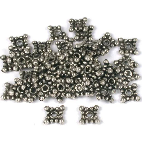 Square Bali Spacer Beads Antq Silver Plt 8mm Approx 50 {1}