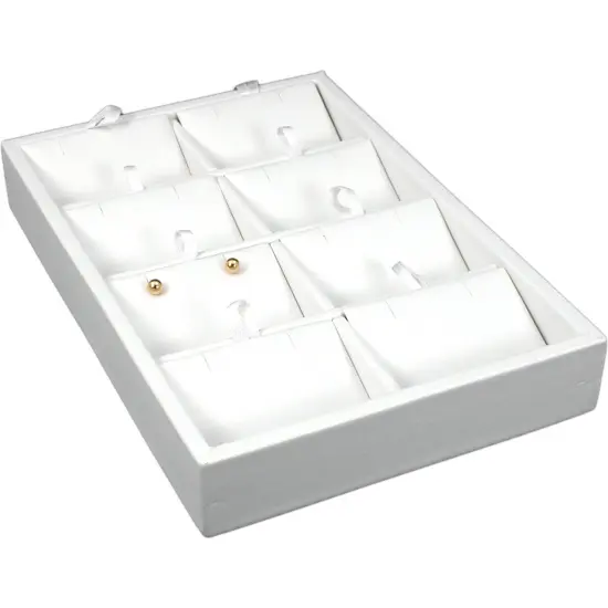 White Leather 8 Slot Pendant Display Tray Jewelry Case {1}