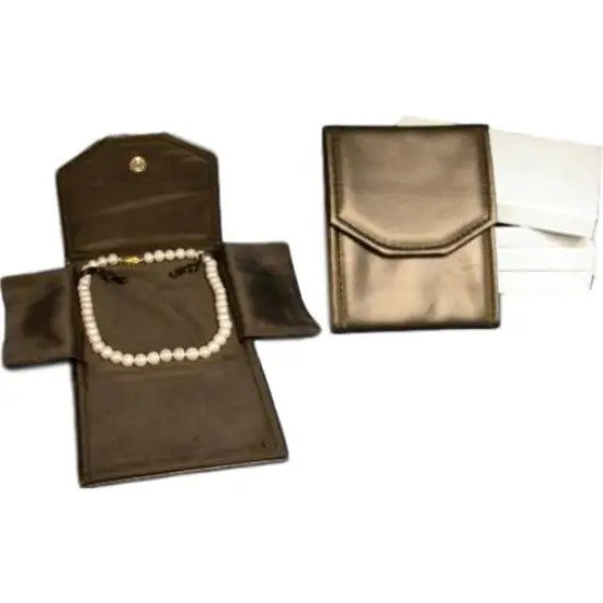 3 Black Leather Necklace Jewelry Travel Folder Display Cases {1}