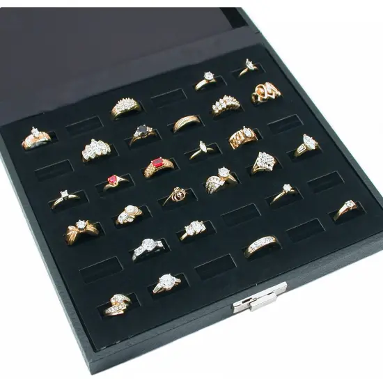 36 Slot Ring Tray Black Travel Jewelry Showcase Display {3}