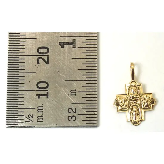 14K Gold Last Rites Cross Charm with 18" Gold Cable Chain & Gift Box {5}