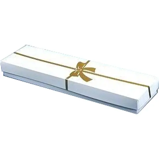 25 Gold Bow White Cotton Boxes Bracelet Gift Display {2}