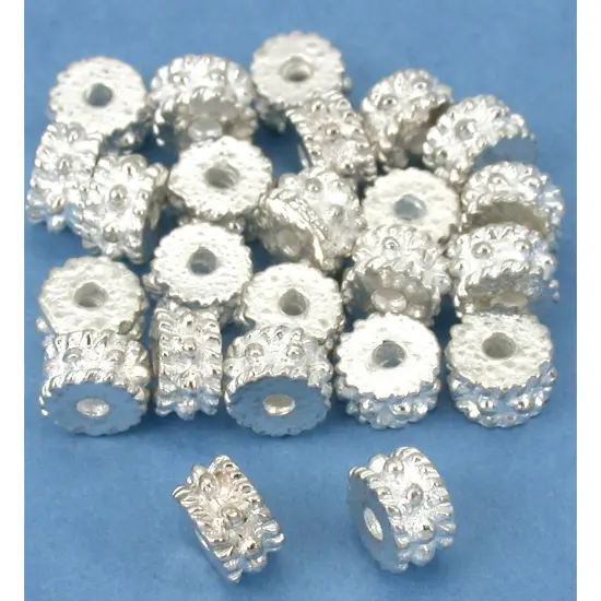 Bali Rondelle Spacer Beads Silver Plated 4mm Approx 25 {1}