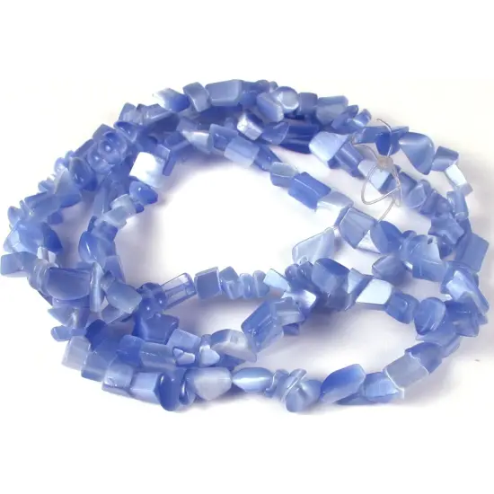 Blue Fiber Optic Chip Beads 34" Strand {1}