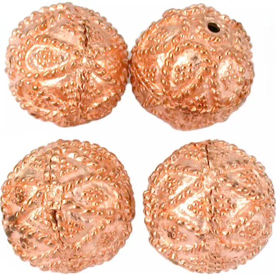 Round Rope Bali Beads Copper Plated New 15mm Approx 4 {1}