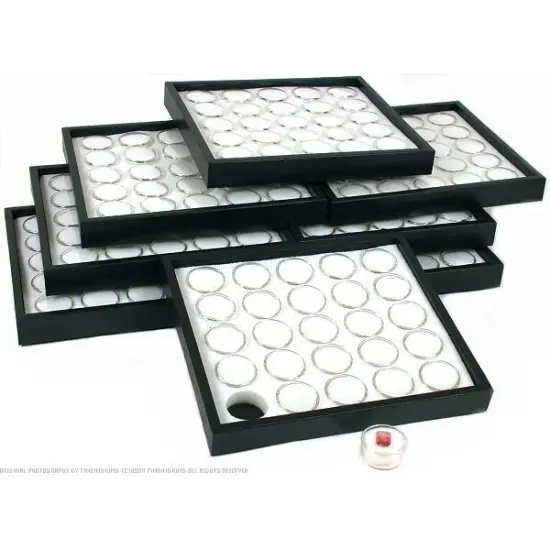 8 White 25 Gem Jars Display & Stackable Tray {1}