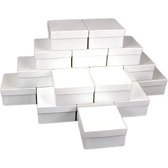 25 White Swirl Cotton Boxes Bracelet Gift Box Display 3.75" {1}