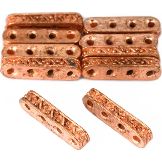 4 Hole Spacer Bali Beads Copper Plate 19mm Approx 10 {1}