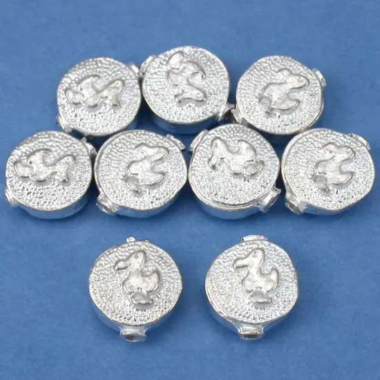 15g Fluted Round Duck Beads Silver Plated 11mm Approx 8 {1}