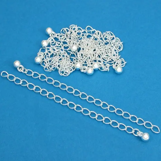 10 Silver Plated Necklace Chain Extenders Jewelry 3 In. {1}