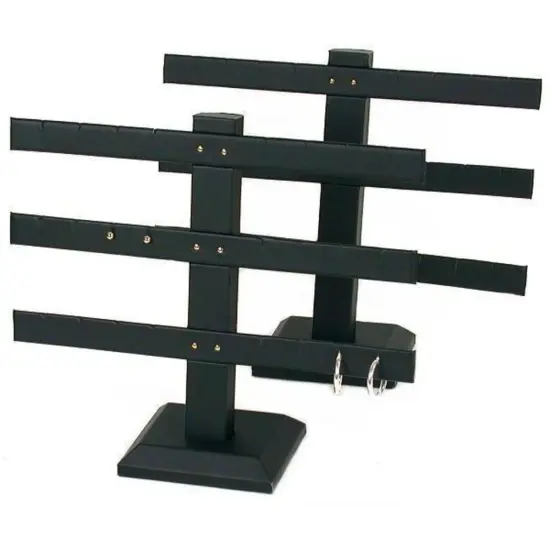 24 Pair Earring T Bar Black Faux Leather Display {1}
