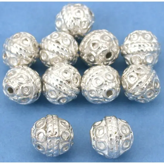 Round Rope Bali Beads Silver Plt Beading 8mm Approx 10 {1}