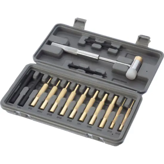 15pc Pin Punch Set Brass Steel Nylon Punch Hammer Gunsmith Drift Pin Punch Set {1}