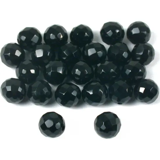 Agate Black Round Faceted Beads 6mm 24Pcs {1}