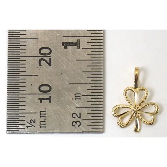 14K Gold 3 Leaf Clover Charm with 18" Gold Cable Chain & Gift Box {5}