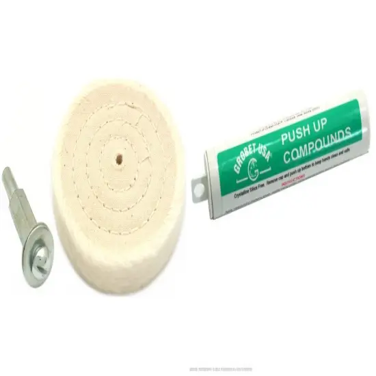 3" Cotton Buffing Wheel & Mandrel & Green Rouge Push-Up Polishing Compound {1}