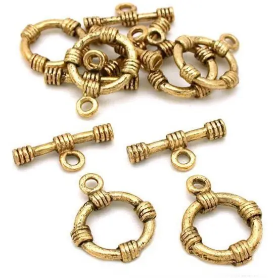 Bali Toggle Clasp Antique Gold Plated 15.5mm Approx 6 {1}