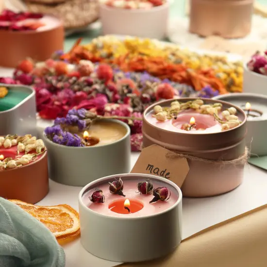 CraftBud DIY Natural Soy Candle Making Kit with Dried Flowers {4}