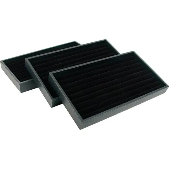3 Black Velvet Ring Display & 3 Travel Tray {1}