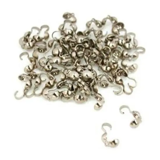 60 Bead Tips Clamshell Rhodium Plated Bead Stringing Parts {1}