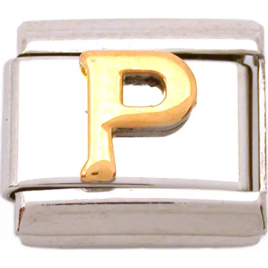 P Italian Charm Gold Plated Letter {1}