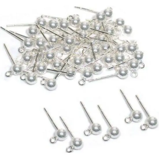 26 Ball Loop Earrings 4mm Round Sterling Silver Parts {1}