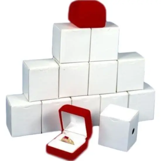 12 Ring Boxes Red Flocked Showcase Jewelry Gift Display {1}