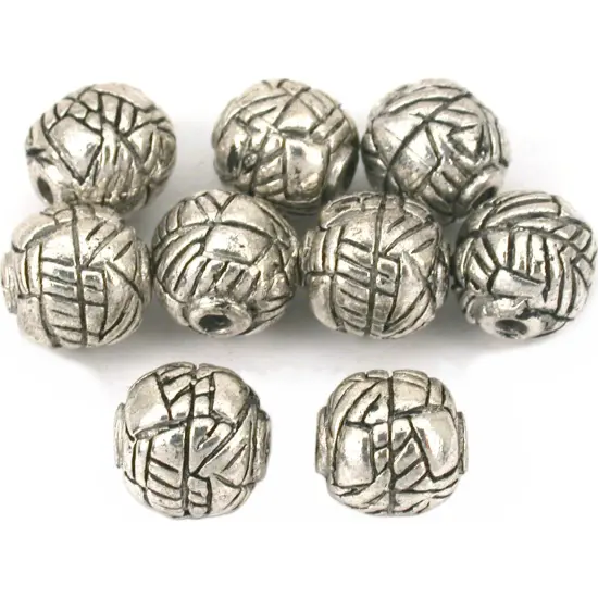 Round Bali Beads Antique Silver Plated 8mm Approx 8Pcs {1}
