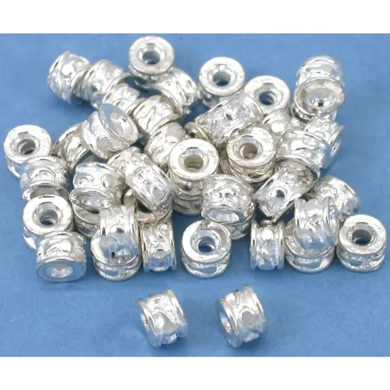 Bali Rondelle Spacer Beads Silver Plated 5mm Approx 40 {1}