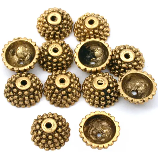 Bali Bead End Caps Antique Gold Plated 12.5mm Approx 10 {1}