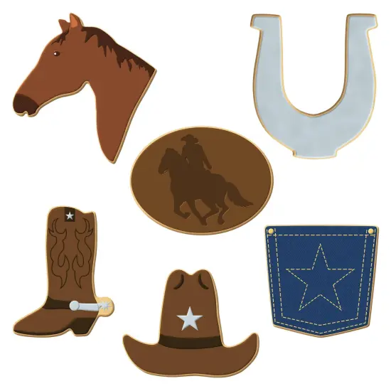 CookieCutter.com Rodeo Cowboy 6 Piece Cookie Cutters Set, Horse, Cowboy Boot, Hat, Horse Shoe, Back Pocket, Tin Plate Steel, USA {3}
