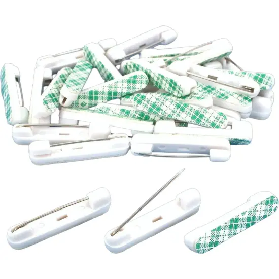 30 Adhesive Bar Safety Pins ID Badge Crafting Parts {1}