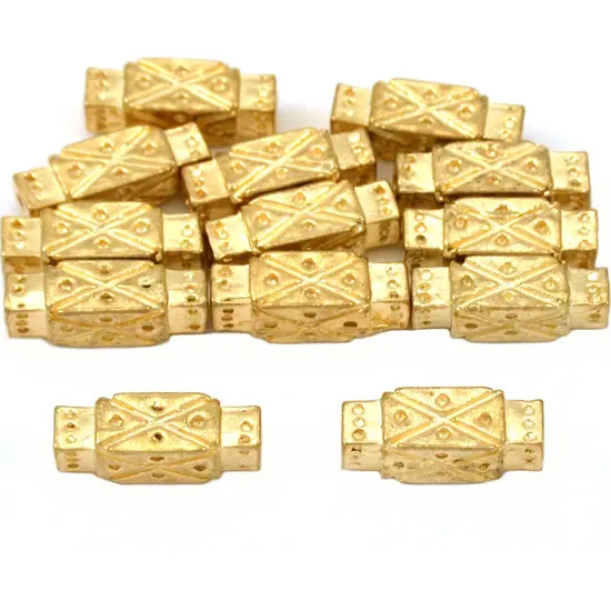 Rectangle Tube Beads Gold Plated Beading 13mm Approx 12 {1}