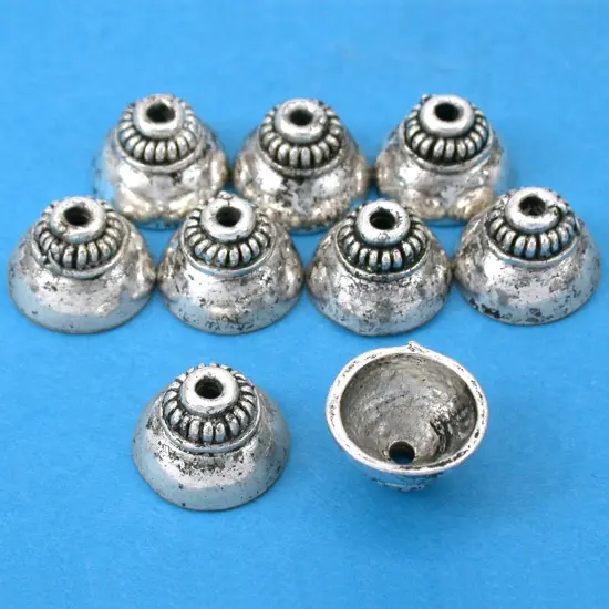 Bali Bead Caps Antique Silver Plated 12.5mm Approx 8 {1}