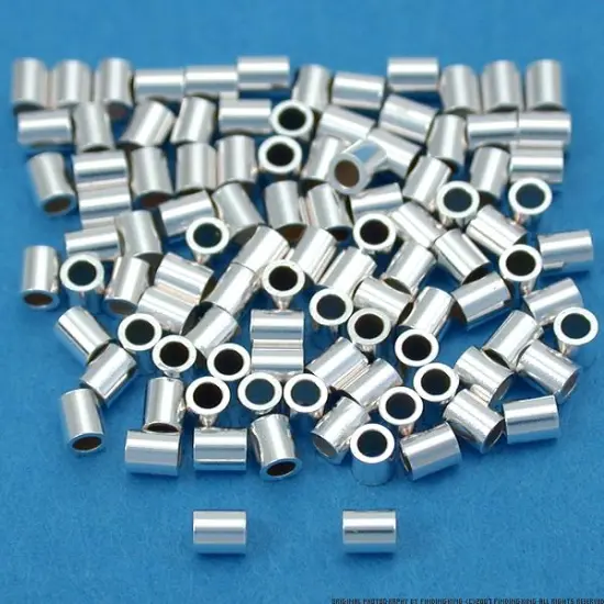 100 Sterling Silver Crimp Beads Micro Beading 1.5mmx2mm {1}