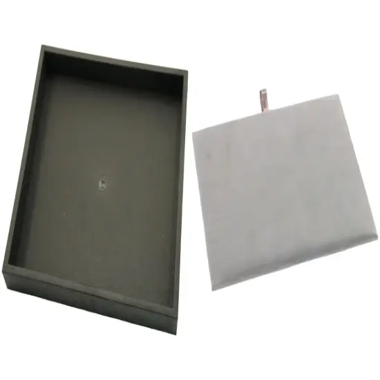 Black Open Square Stackable Jewelry Display Tray w/ Gray Leather Pad Insert {1}