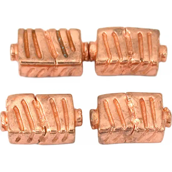 Fluted Rectangle Beads Copper Plated Bead 17mm Approx 4 {1}