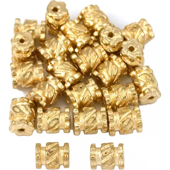 15g Bali Tube Beads Gold Plated Beading 6.5mm Approx 20 {1}