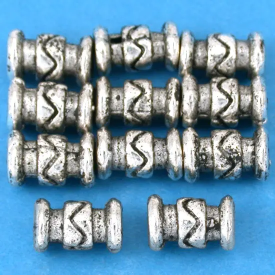 15g Bali Tube Bead Antique Silver Plated 10mm Approx 10 {1}