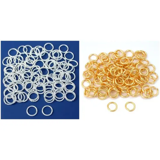 8mm Silver & Gold Plated Open Jump Rings Jewelry Findings Connectors Kit 200 Pcs {1}