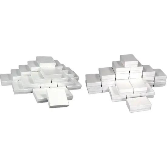 White Swirl Cotton Filled Jewelry Gift Boxes For Displays Showcases Kit 50 Pcs {1}