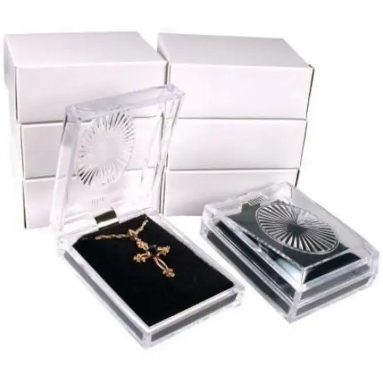 6 Earring Pendant Clear Crystal Boxes Displays {1}
