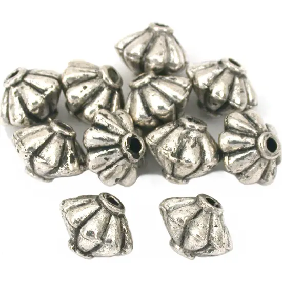 Fluted Saucer Bali Beads Antq Silver Plt 9mm Approx 10 {1}