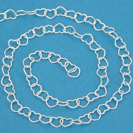 St Silver Heart Chain Bulk By The Foot Unfinished 3.8mm {1}