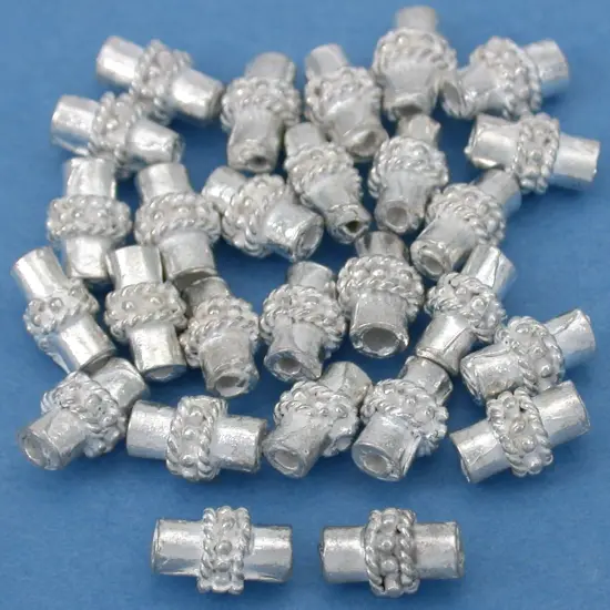 15g Bali Rope Tube Beads Silver Plated 8.5mm Approx 25 {1}