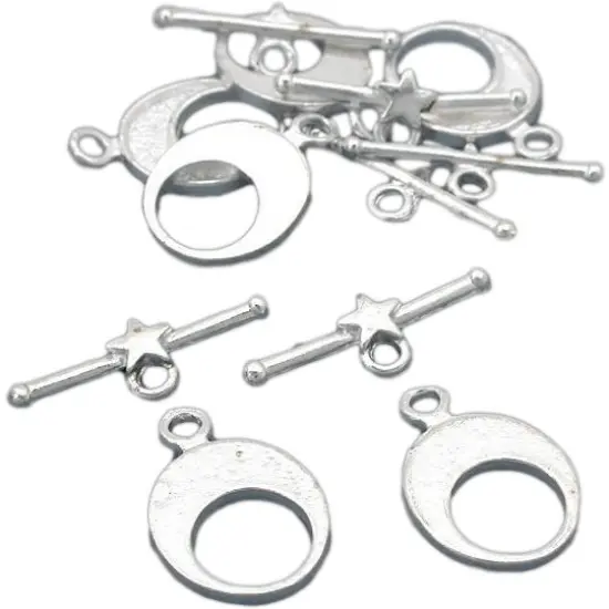 Star Moon Toggle Clasp Silver Plated 13.5mm Approx 6 {1}