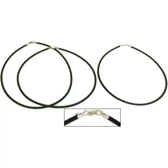 Rubber Cord Necklaces Black 16" 3Pcs {1}